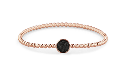 Flexibele as armband met rondje als compartiment voor as of haar, gedenksieraden. Black