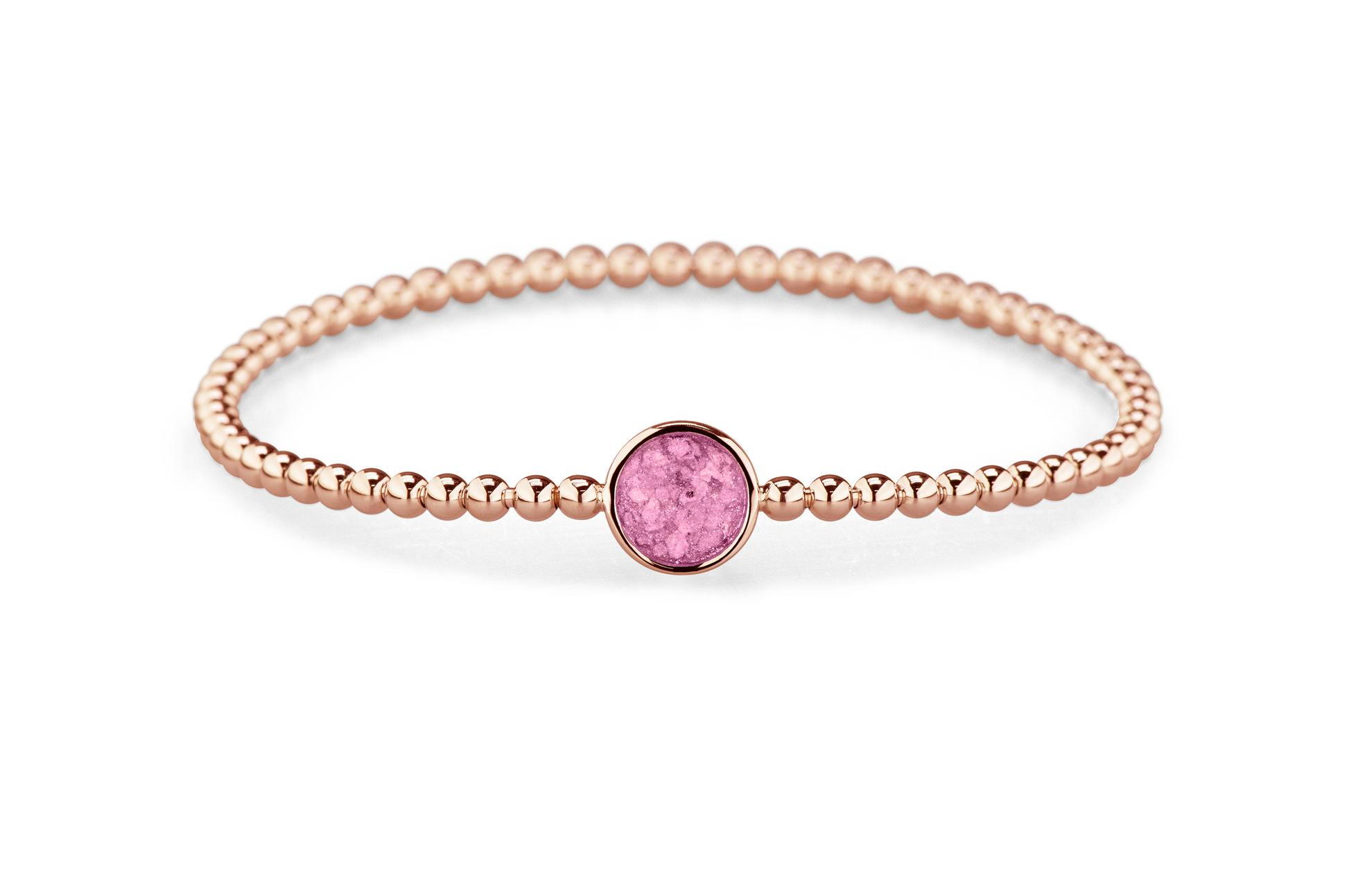 Flexibele as armband met rondje als compartiment voor as of haar, gedenksieraden. Fluo