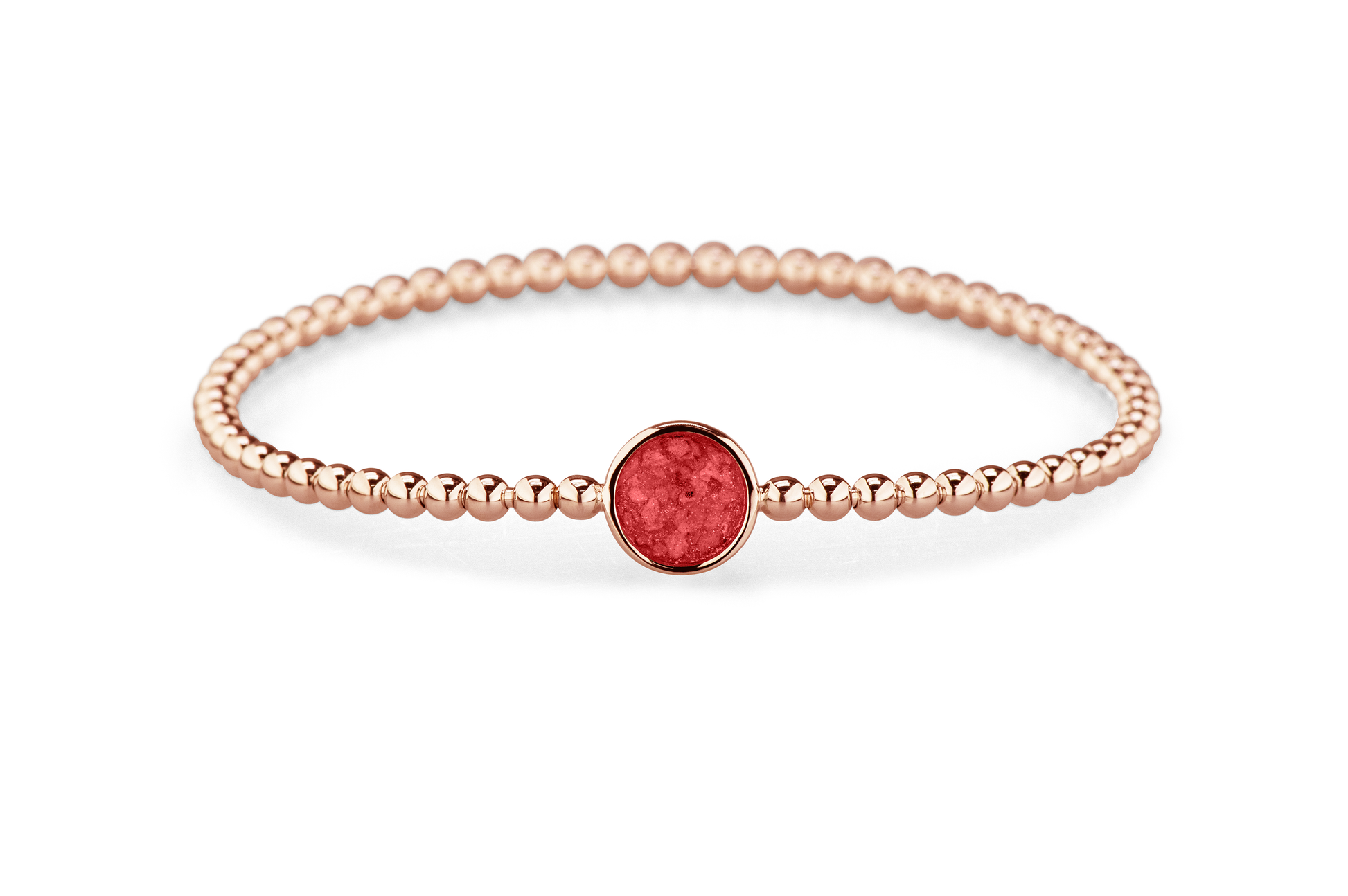 Flexibele as armband met rondje als compartiment voor as of haar, gedenksieraden. Red
