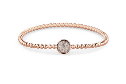 Flexibele as armband met rondje als compartiment voor as of haar, gedenksieraden. Silver