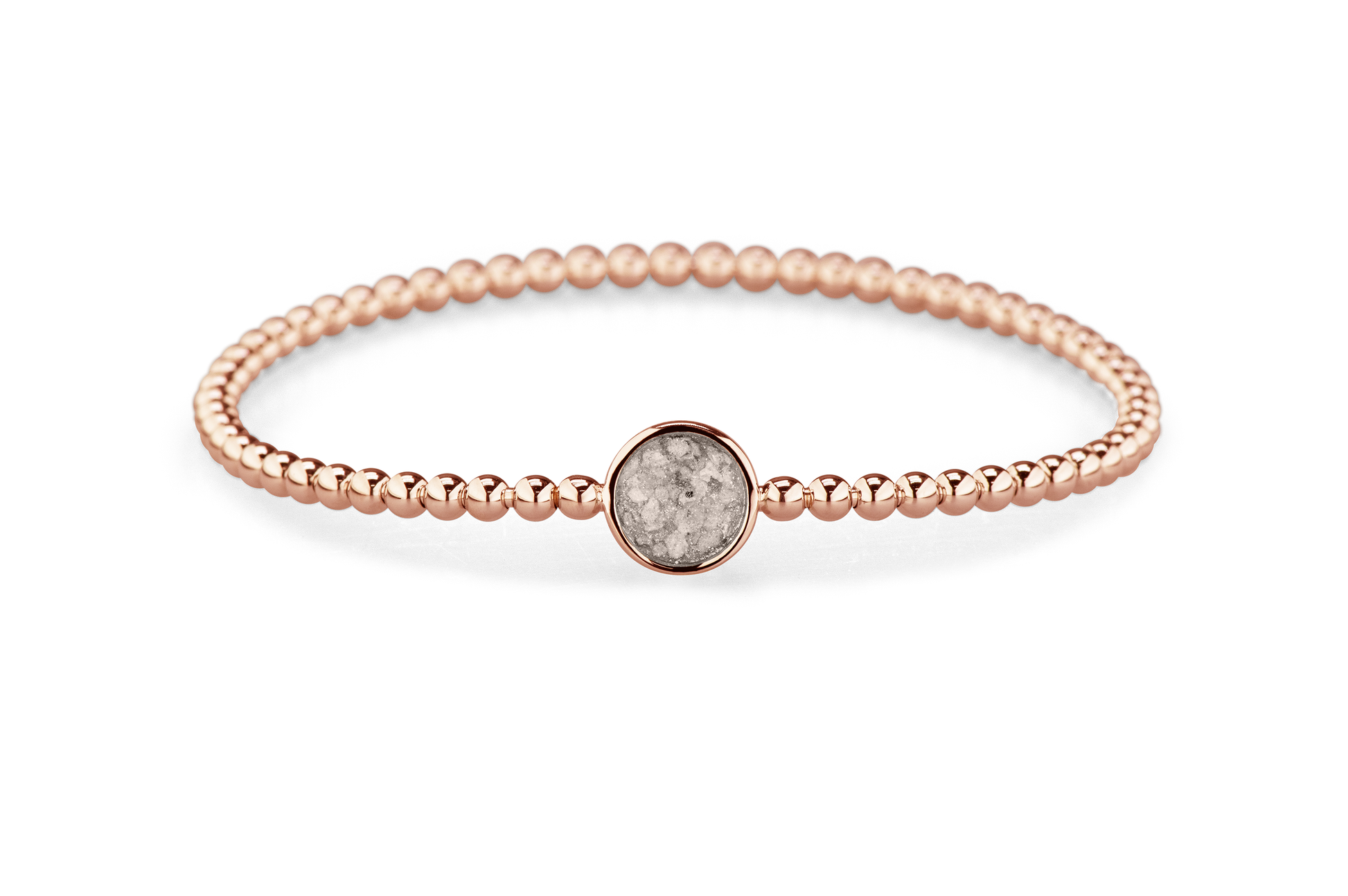 Flexibele as armband met rondje als compartiment voor as of haar, gedenksieraden. Silver