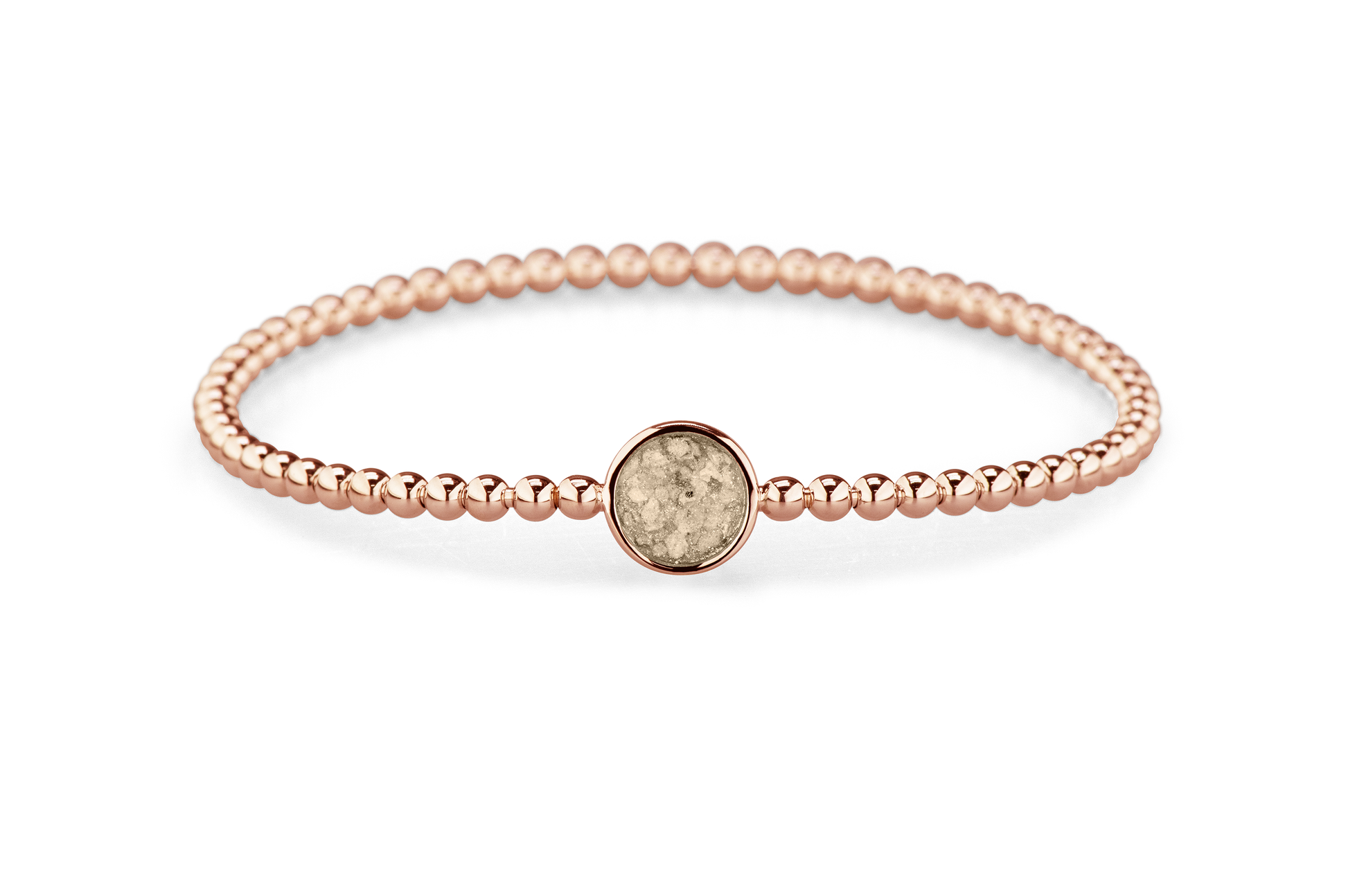 Flexibele as armband met rondje als compartiment voor as of haar, gedenksieraden. Transparent