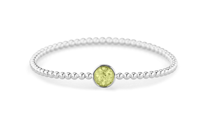 Flexibele as armband met rondje als compartiment voor as of haar, gedenksieraden. Olive