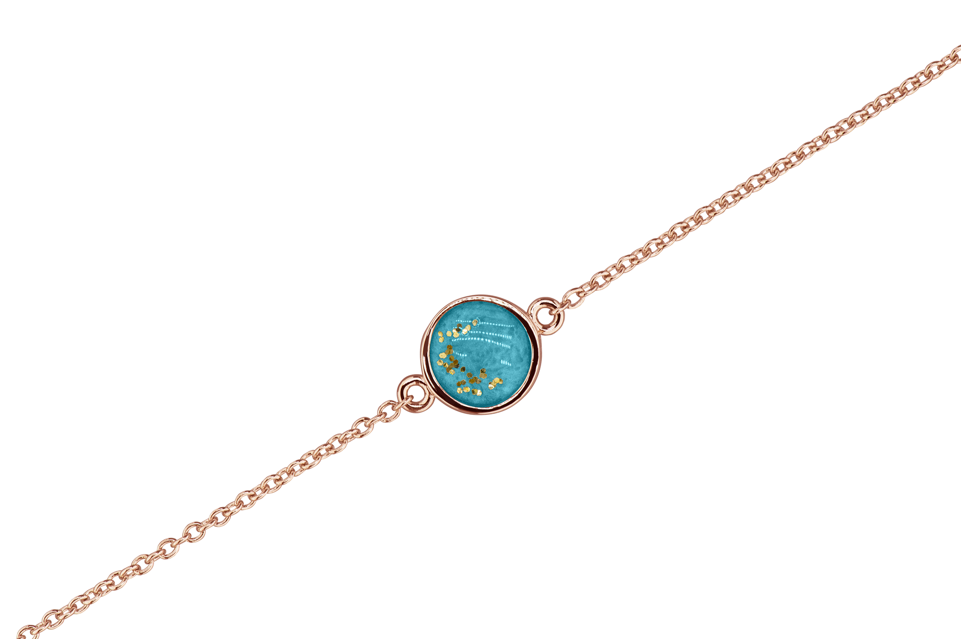As armband met rondje als compartiment in het midden aan de voorzijde. Turquoise