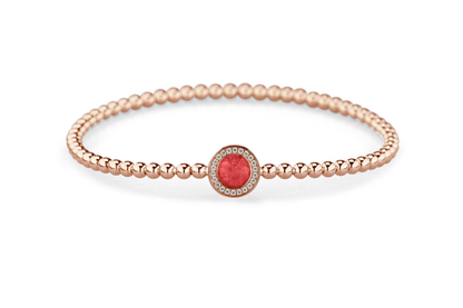 Flexibele as armband met rondje als compartiment gezet rondom met zirconia's voor as of haar. Red