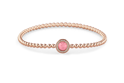 Flexibele as armband met rondje als compartiment gezet rondom met zirconia's voor as of haar. Soft
