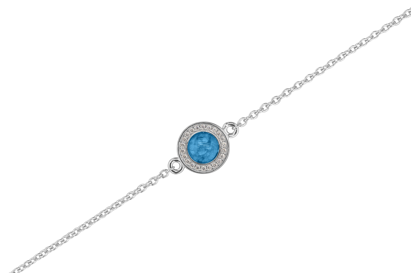 As armband met rondje als compartiment in het midden aan de voorzijde. Marine