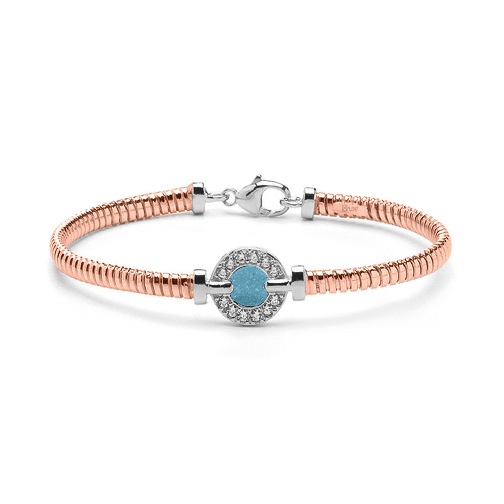 Zilveren vergulde as armband afgewerkt rondom met zirkonia's. baby