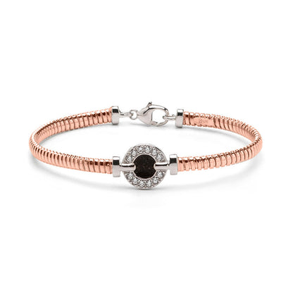 Zilveren vergulde as armband afgewerkt rondom met zirkonia's. black