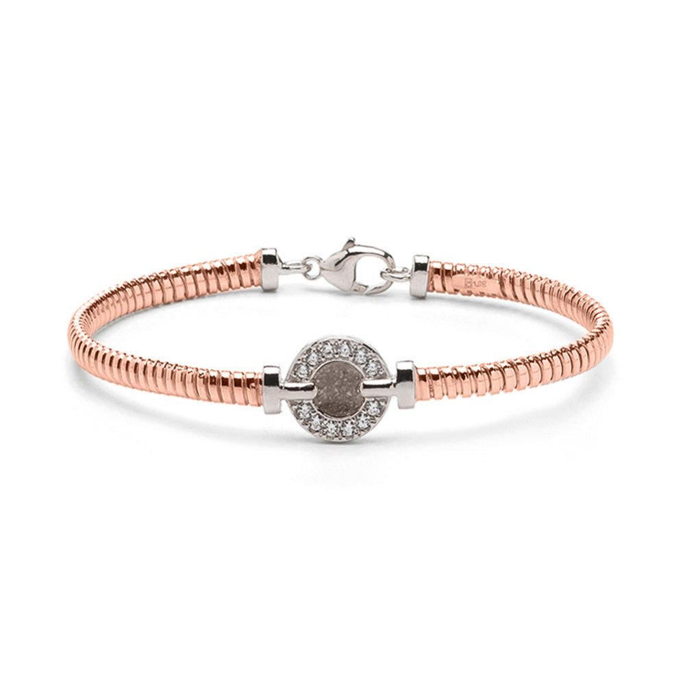 Zilveren vergulde as armband afgewerkt rondom met zirkonia's. silver