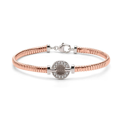 Zilveren vergulde as armband afgewerkt rondom met zirkonia's. silver