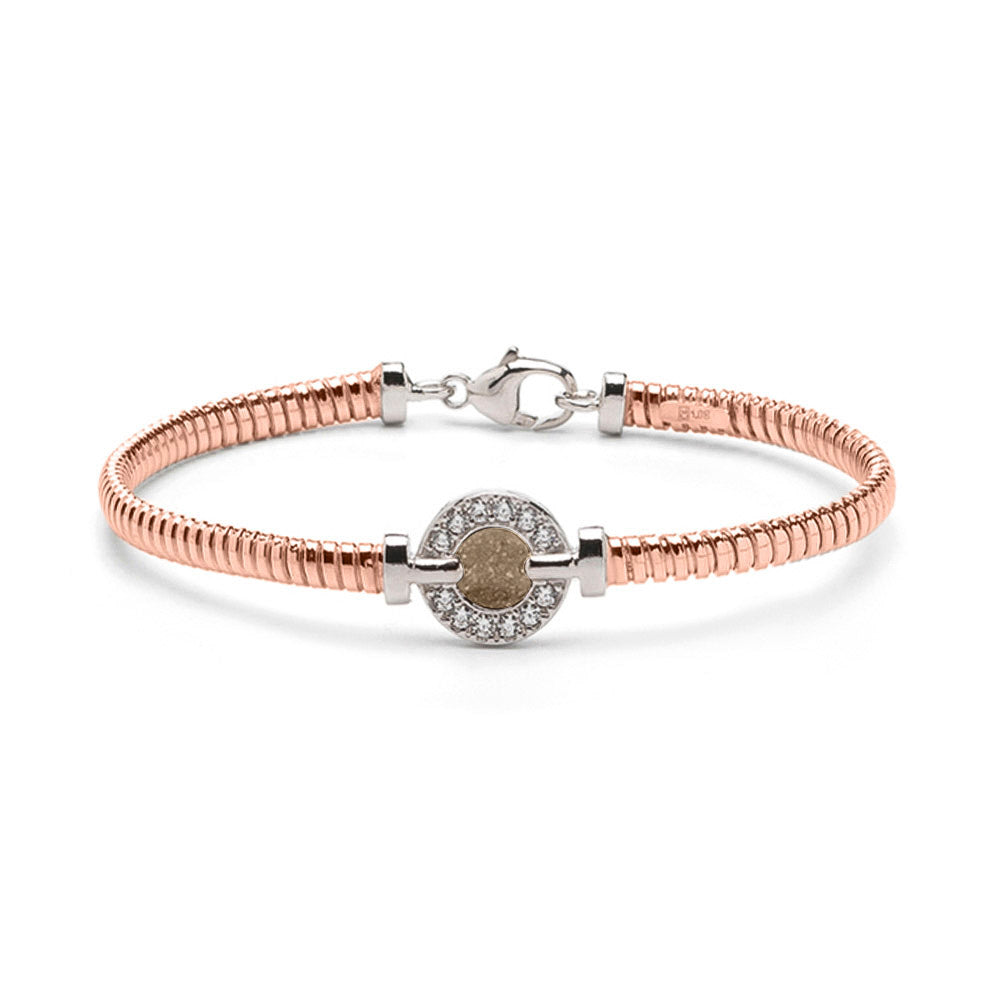 Zilveren vergulde as armband afgewerkt rondom met zirkonia's. transparent