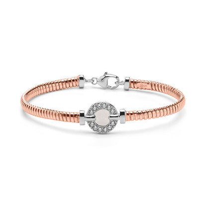 Zilveren vergulde as armband afgewerkt rondom met zirkonia's. white