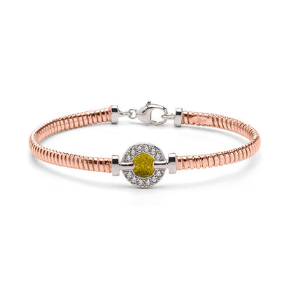 Zilveren vergulde as armband afgewerkt rondom met zirkonia's. yellow