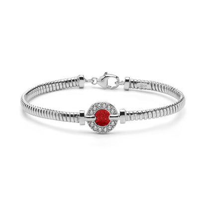 Zilveren as armband met ornamentje, dat gevuld kan worden met as. Red