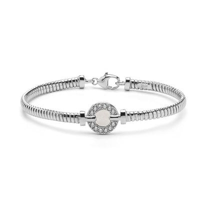 Zilveren as armband met ornamentje, dat gevuld kan worden met as. White