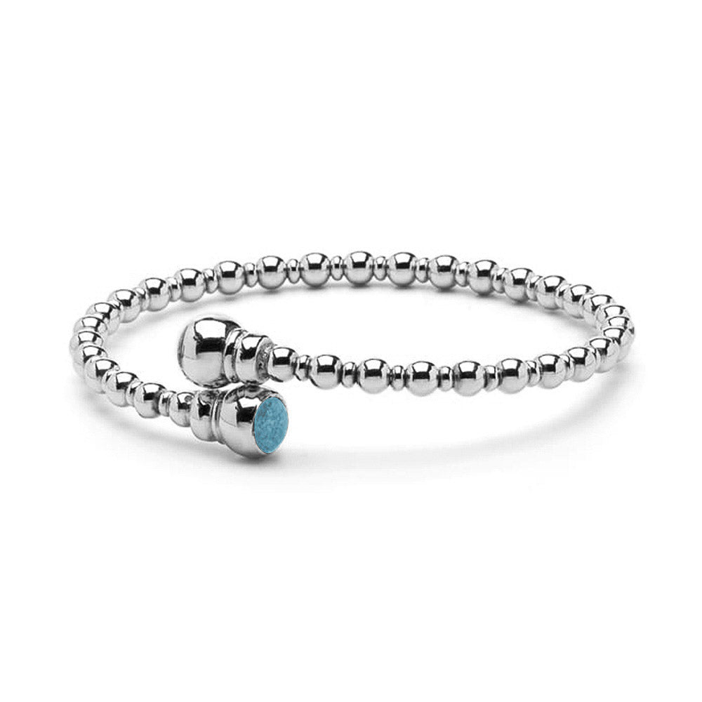 Zilveren flexibele bolletjes as armband twee compartimenten. Baby