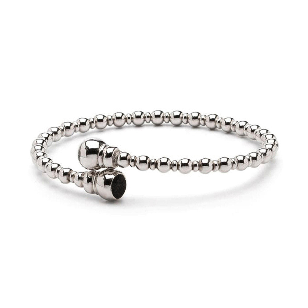 Zilveren flexibele bolletjes as armband twee compartimenten. Black