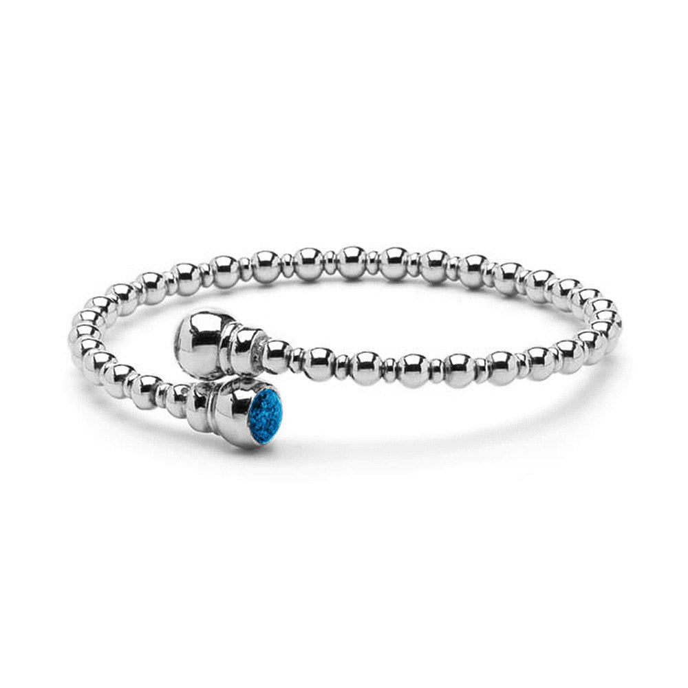 Zilveren flexibele bolletjes as armband twee compartimenten. Marine