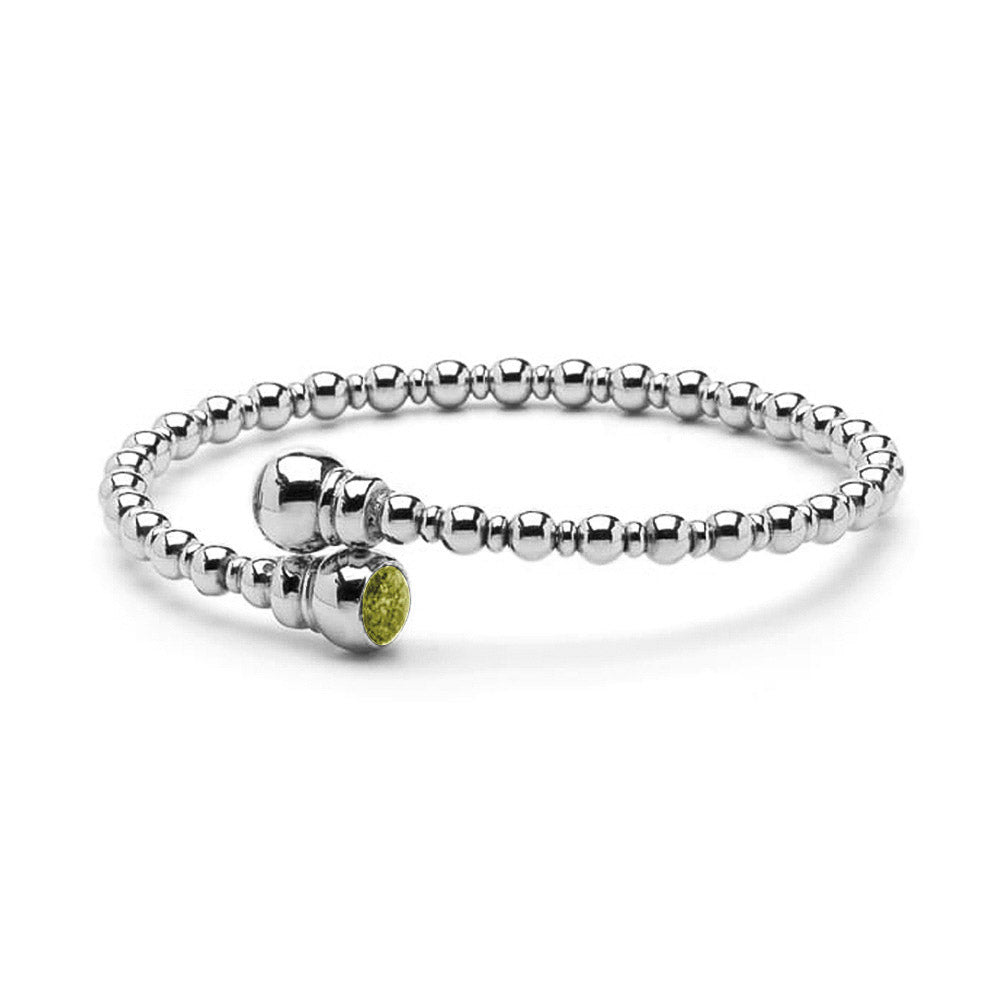 Zilveren flexibele bolletjes as armband twee compartimenten. Olive