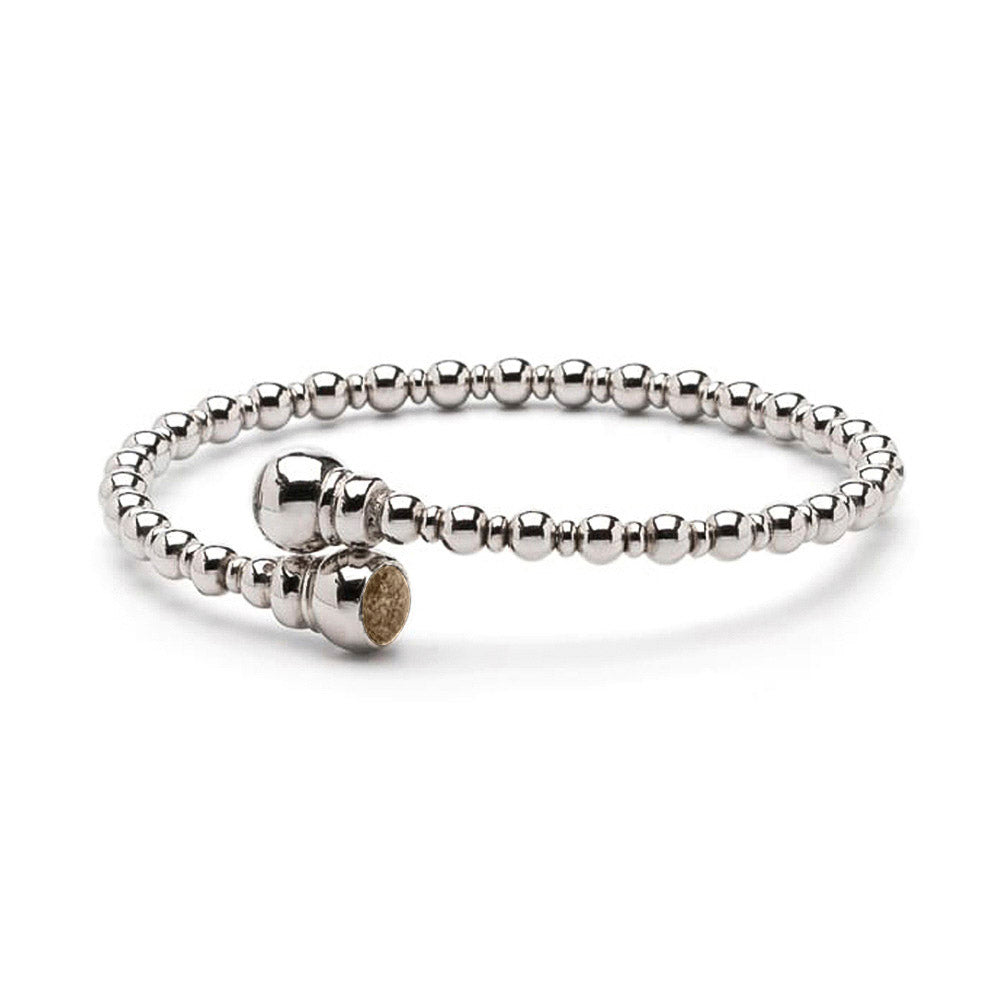 Zilveren flexibele bolletjes as armband twee compartimenten. Transparent