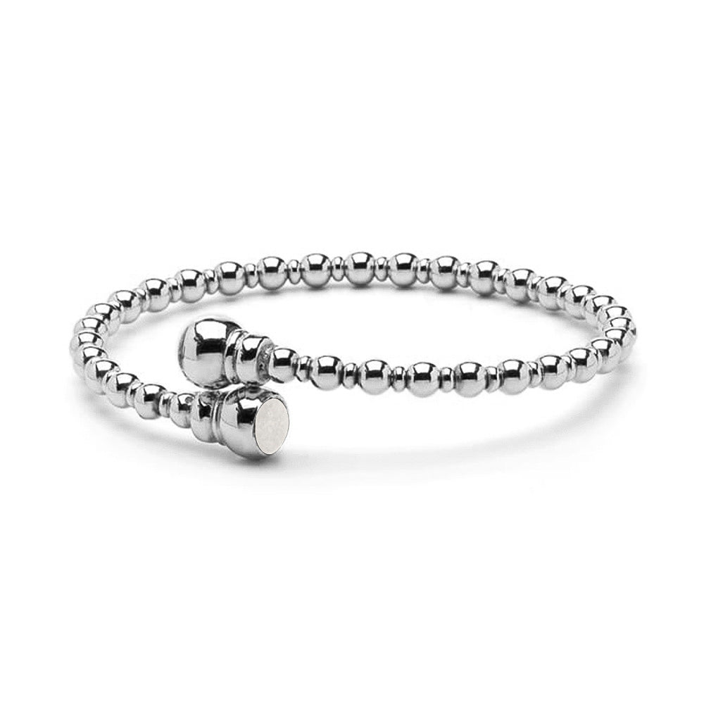 Zilveren flexibele bolletjes as armband twee compartimenten. White