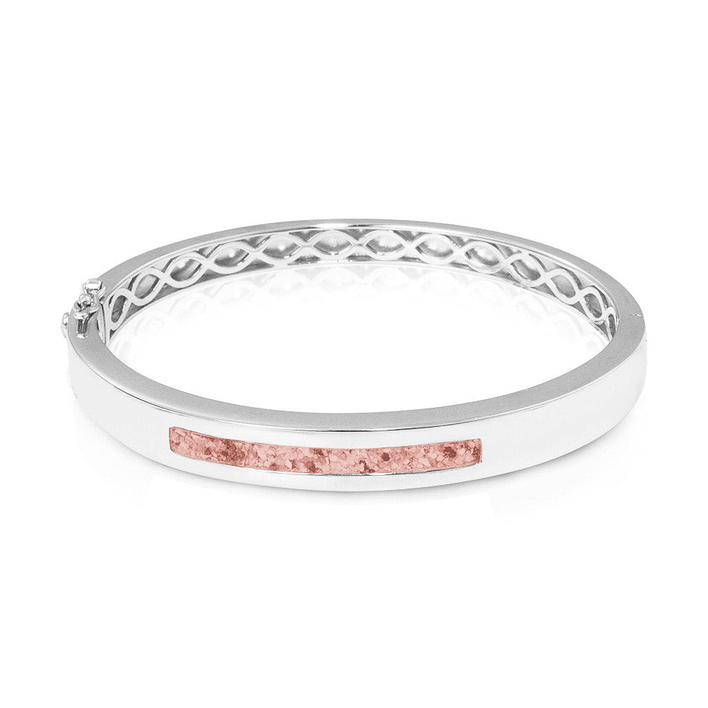 Zilveren as armband die  gevuld kan worden met as of haar. Blush