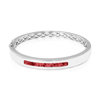 Zilveren as armband die gevuld kan worden met as of haar. Red