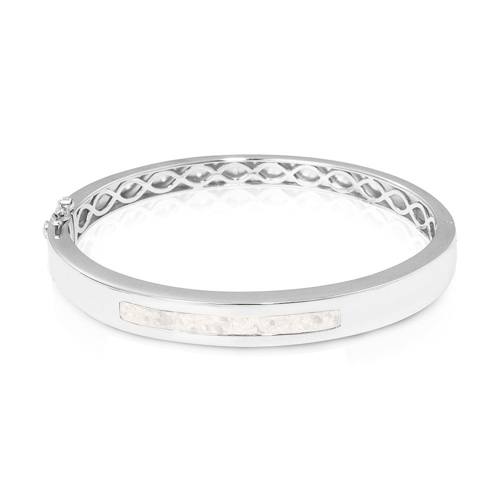 Zilveren as armband die  gevuld kan worden met as of haar. White
