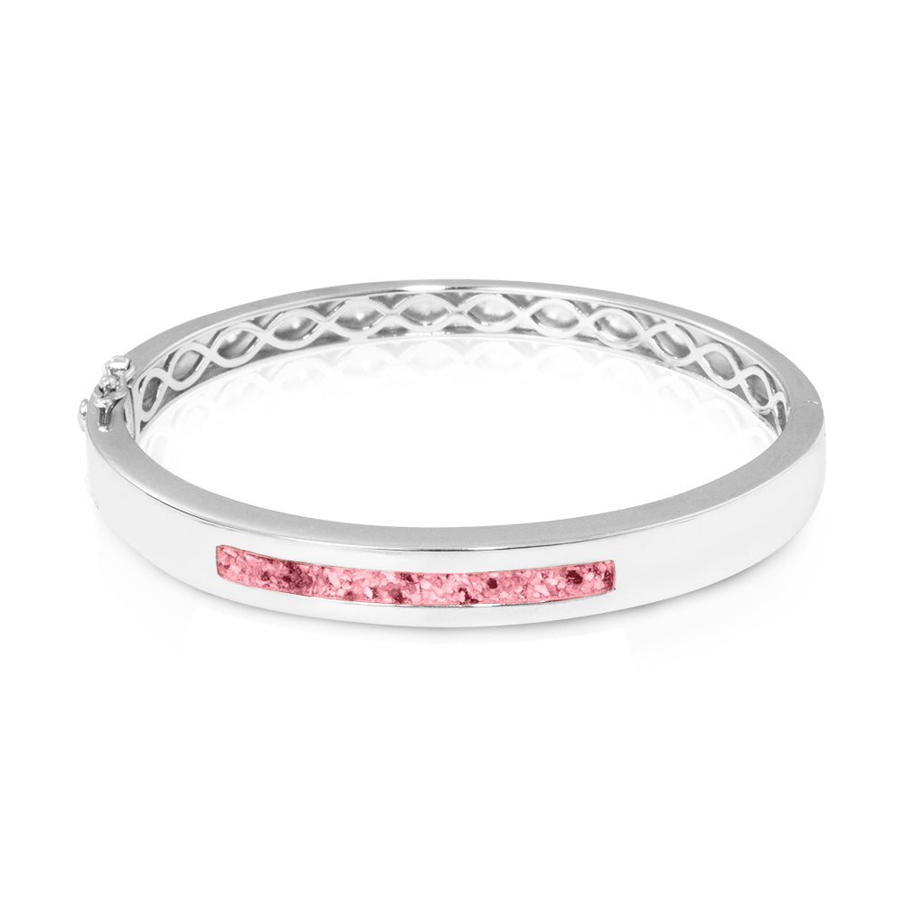 Zilveren as armband die  gevuld kan worden met as of haar. Soft