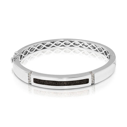 Zilveren as armband die gevuld kan worden met as of haar. Black