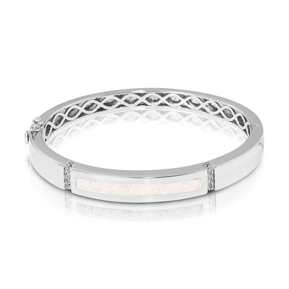 Zilveren as armband die gevuld kan worden met as of haar. White