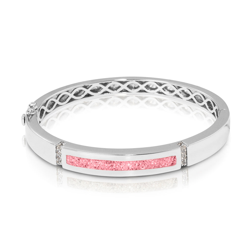 Zilveren as armband die gevuld kan worden met as of haar. Soft