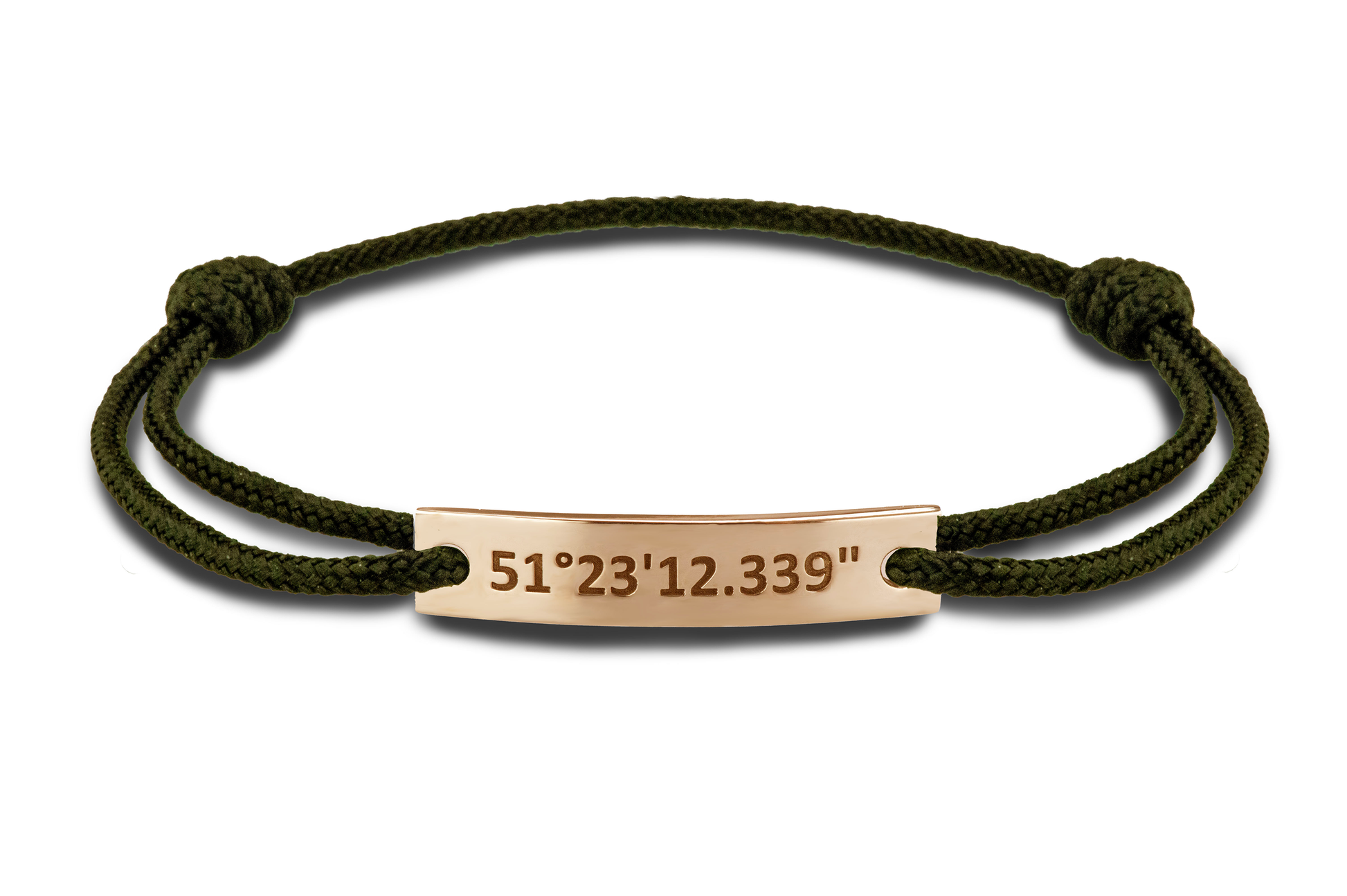 Para koord armband, met graveerplaatje aan de voorzijde. Roségoud