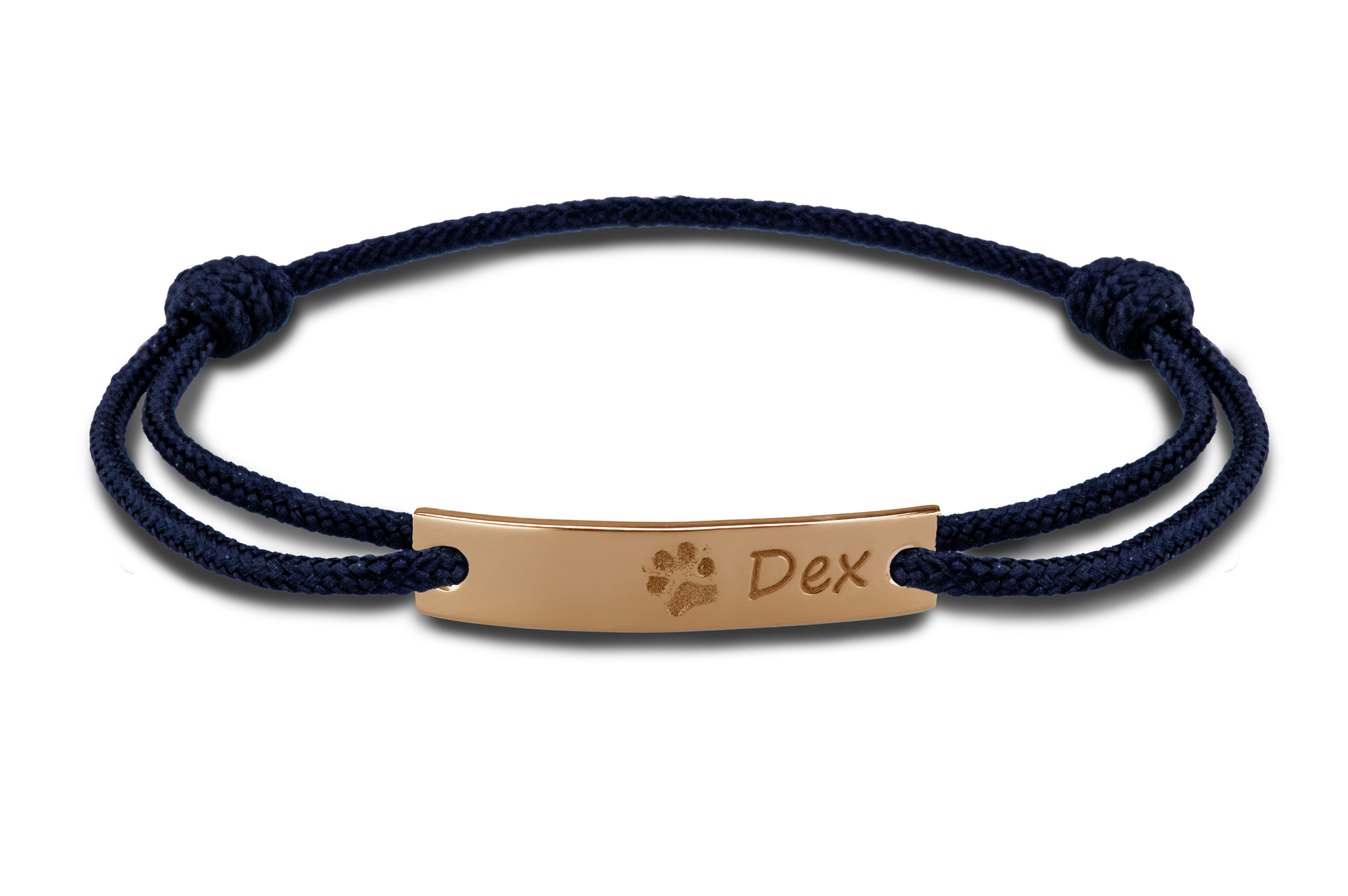 Para koord armband, met graveerplaatje aan de voorzijde. Roségoud