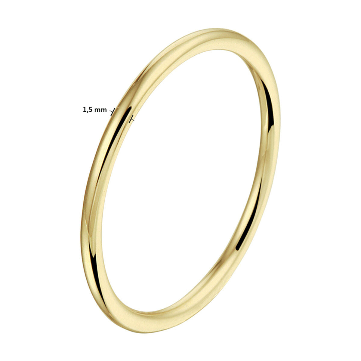 14 KT geelgouden stijlvolle aanschuifring die gedragen wordt in combinatie met andere ringen uit de collectie gedenksieraden.alle