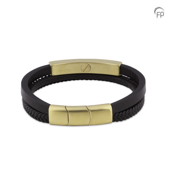 Lederen as armband uitgerust met een RVS ashouder en sluiting met magneet.  