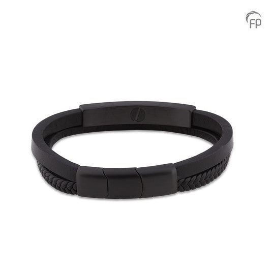 Lederen as armband uitgerust met een RVS ashouder en sluiting met magneet.