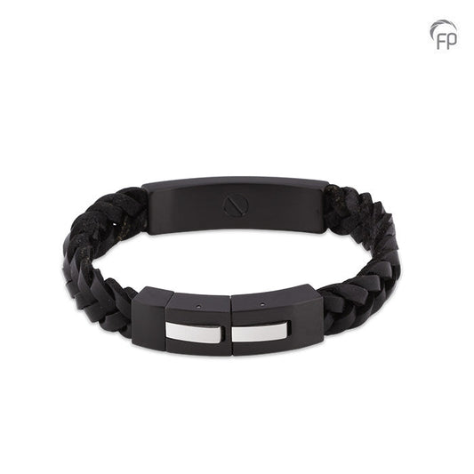 Lederen as armband uitgerust met een RVS ashouder en sluiting met magneet.