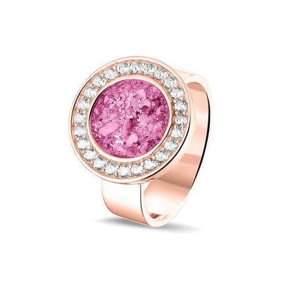 Asring 6 mm uit onze serie gedenksieraden, waar aan de bovenzijde zichtbaar as of haar verwerkt wordt in een rondje, rondom gezet met zirkonia's of diamanten naar keuze. Fluo