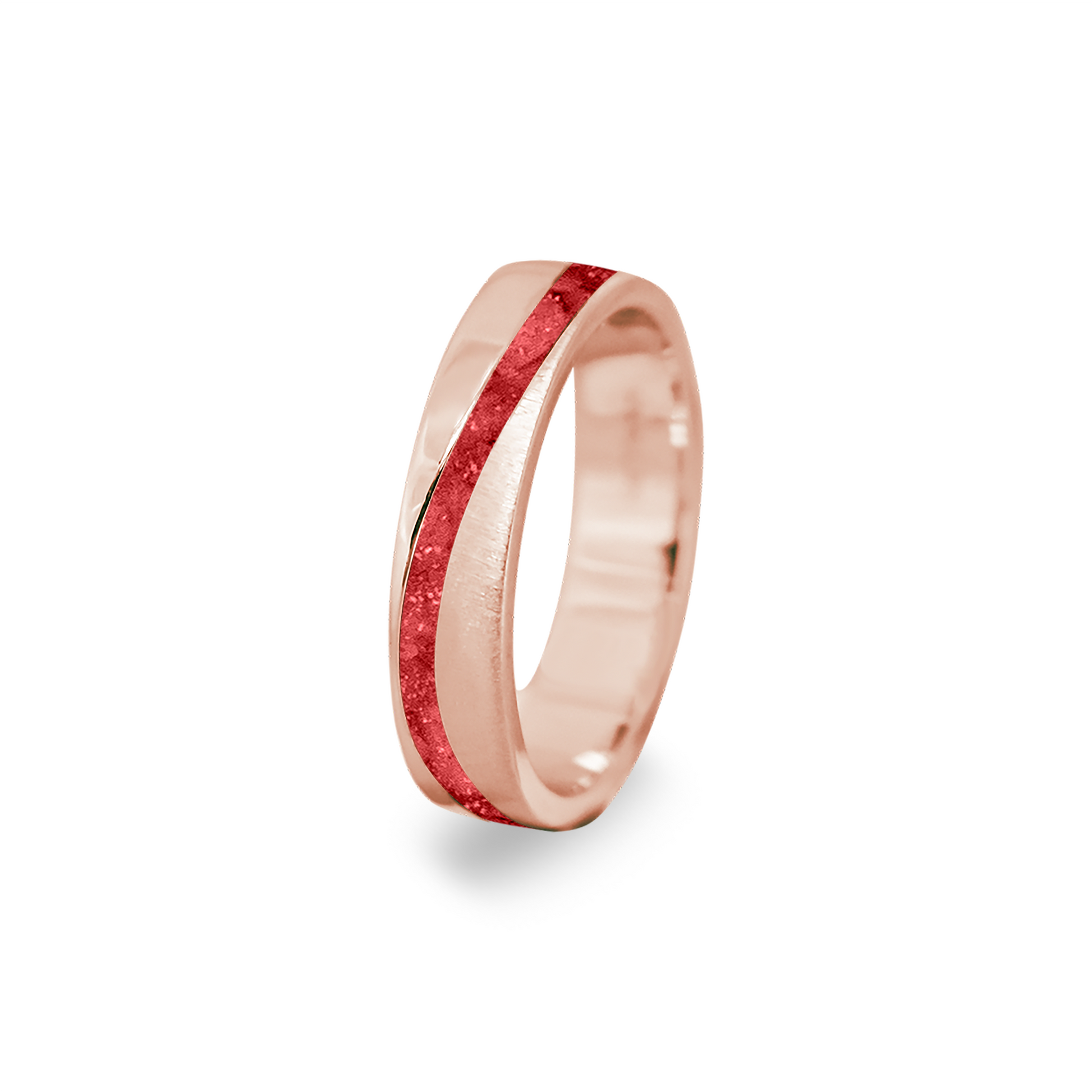 Gedenksieraad, ring  rondom zichtbaar gevuld met as of haar. Het vullen en sealen met onze speciale hars wordt in onze ambachtelijke edelsmederij gedaan. Red