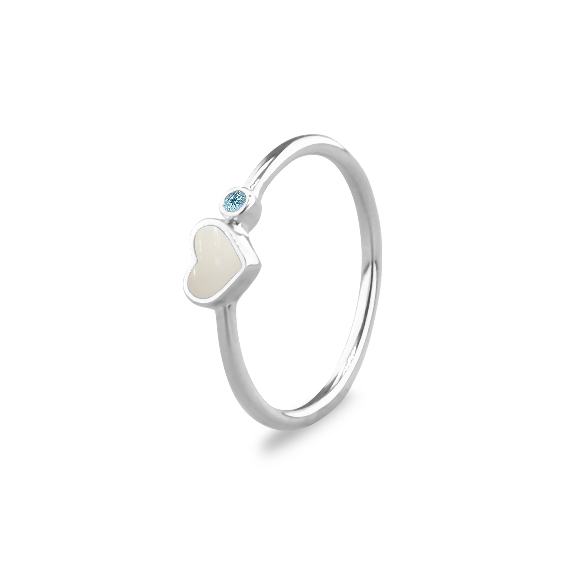 Gedenksieraad waarin een geboortesteen geplaatst wordt naar keuze. Het hartje van 6 mm wordt zichtbaar gevuld met as,haar of moedermelk. December