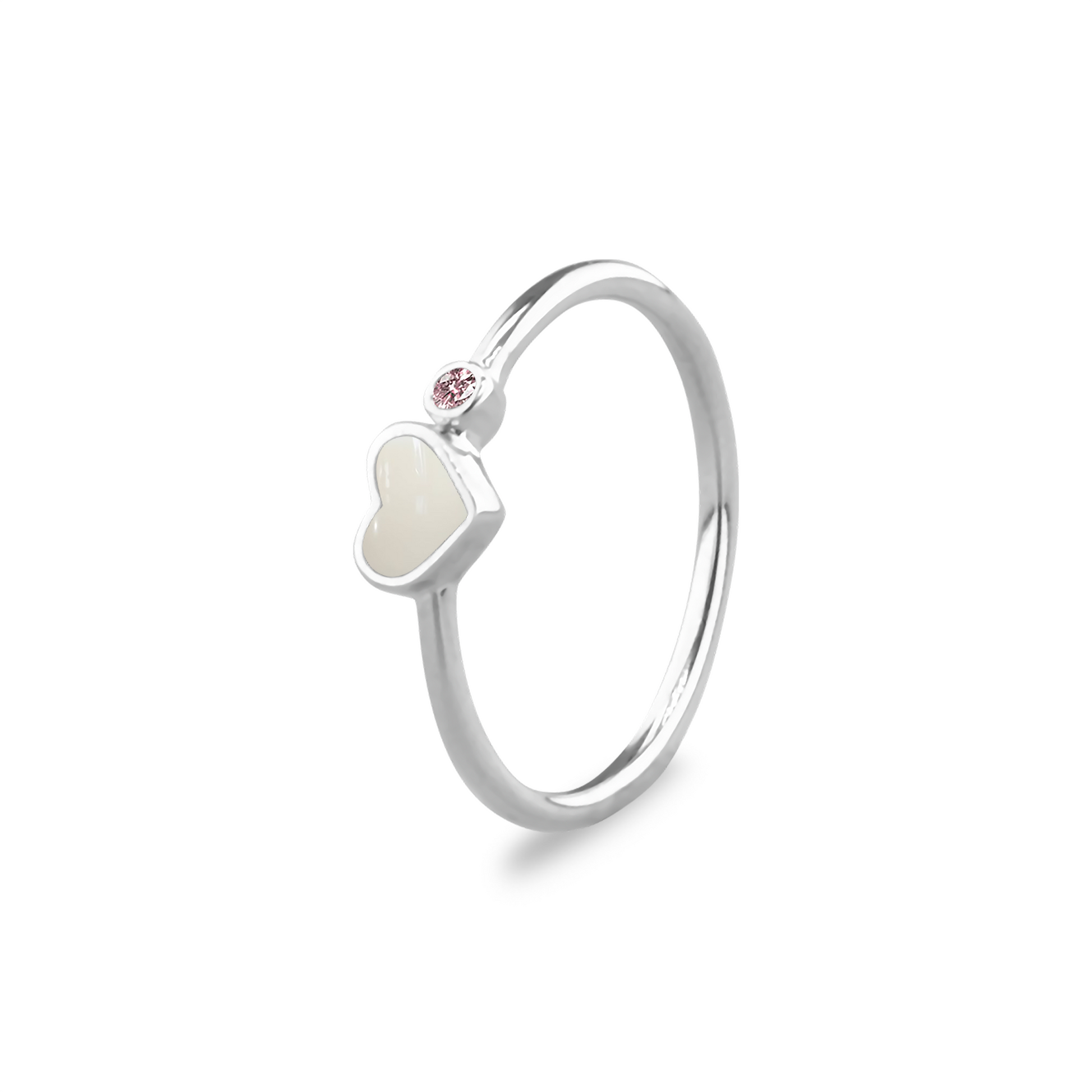 Gedenksieraad waarin een geboortesteen geplaatst wordt naar keuze. Het hartje van 6 mm wordt zichtbaar gevuld met as,haar of moedermelk. Oktober