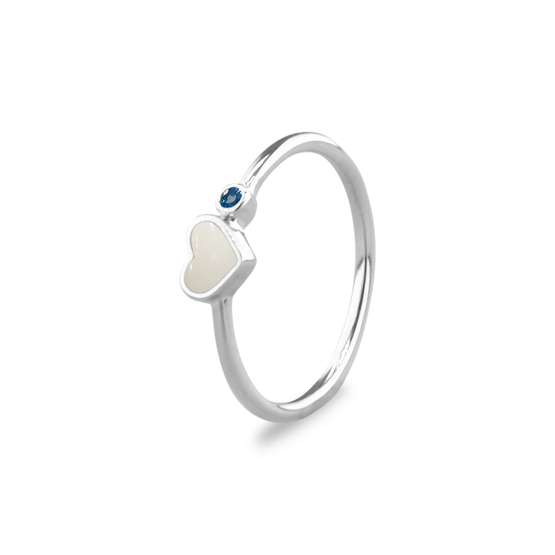 Gedenksieraad waarin een geboortesteen geplaatst wordt naar keuze. Het hartje van 6 mm wordt zichtbaar gevuld met as,haar of moedermelk. September