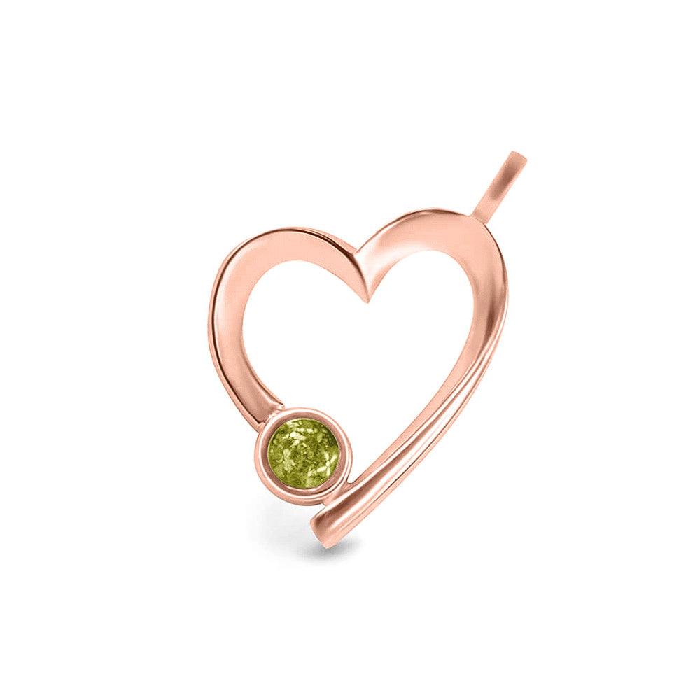 Ashanger open hart, gedenksieraad, waar as en haar in verwerkt wordt. Olive