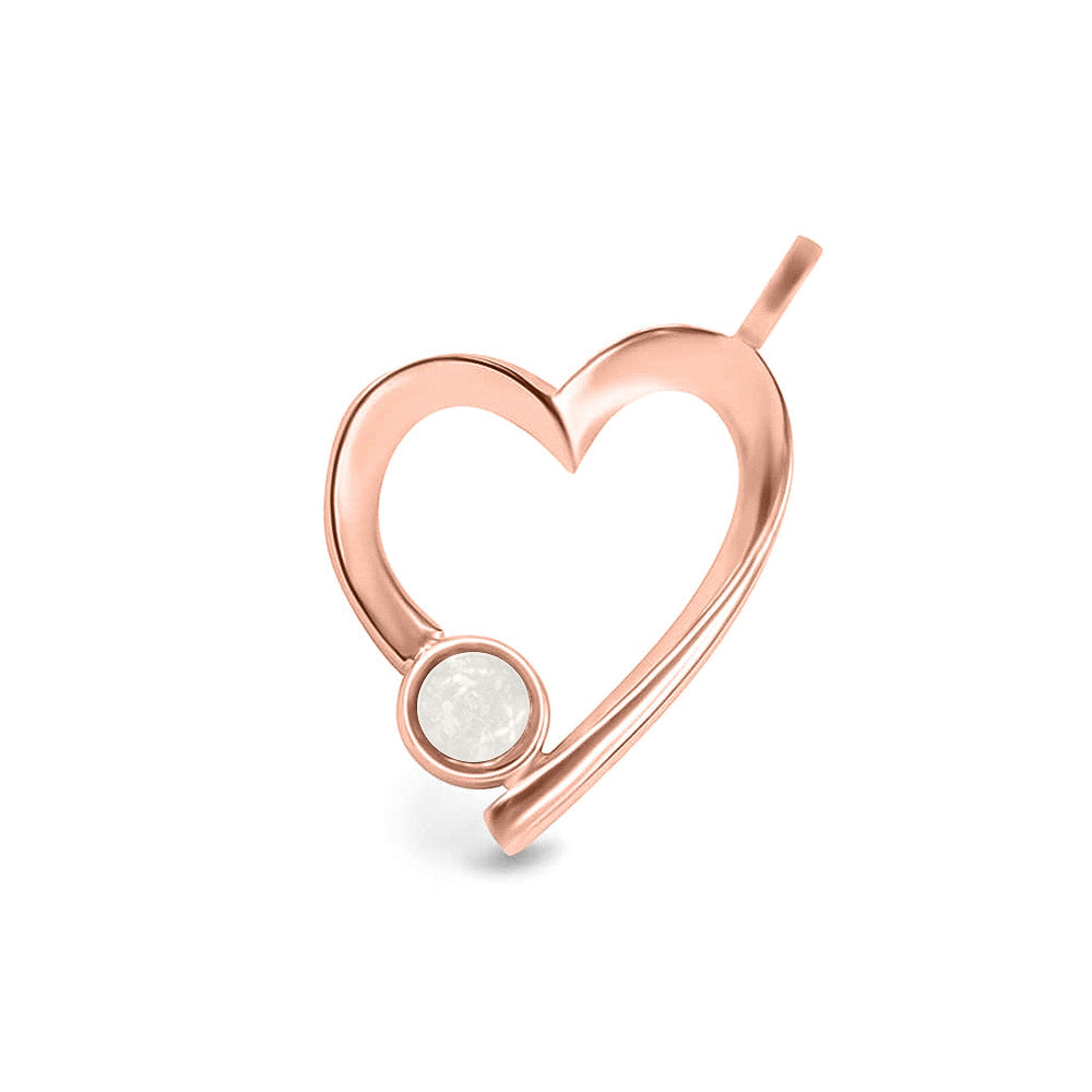 Ashanger open hart, gedenksieraad, waar as en haar in verwerkt wordt. White