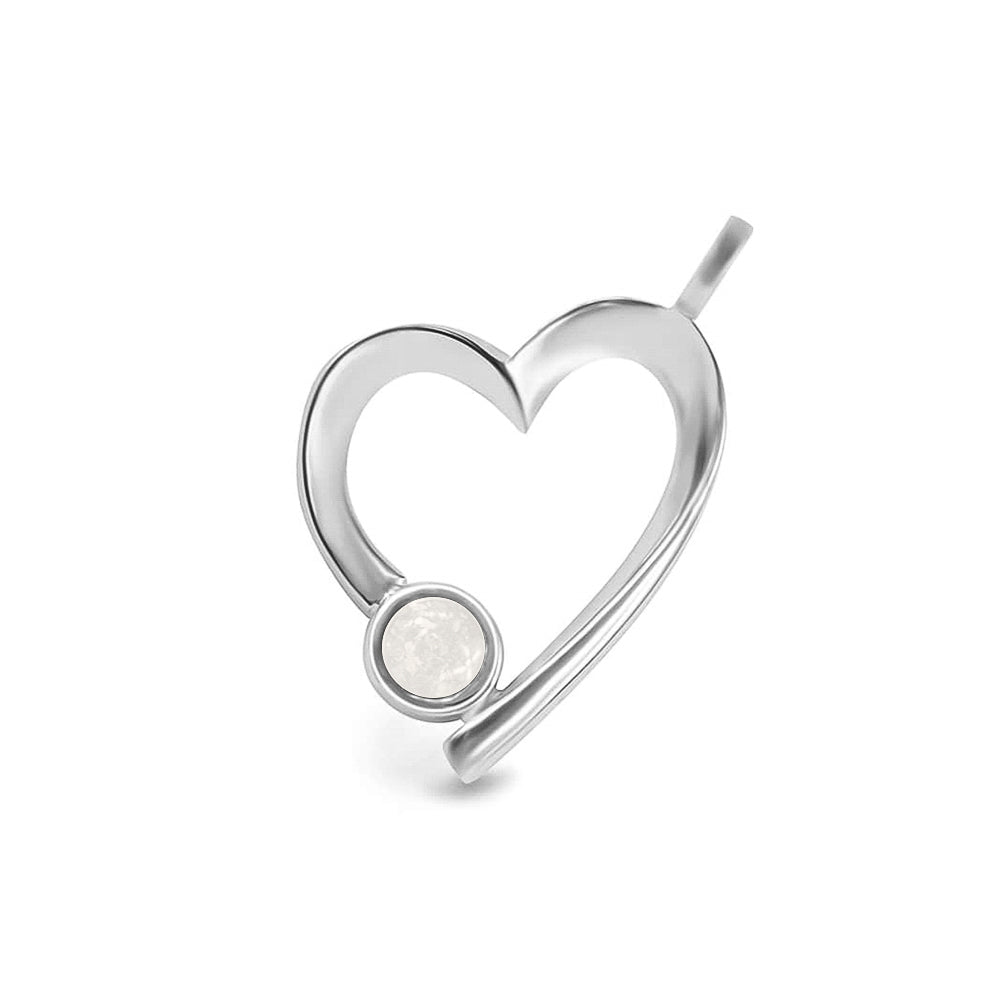 Ashanger open hart, gedenksieraad, waar as en haar in verwerkt wordt. White