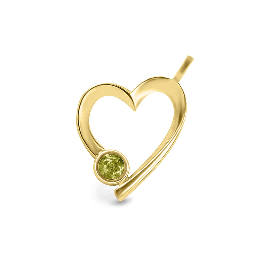 Ashanger open hart, gedenksieraad, waar as en haar in verwerkt wordt. Olive