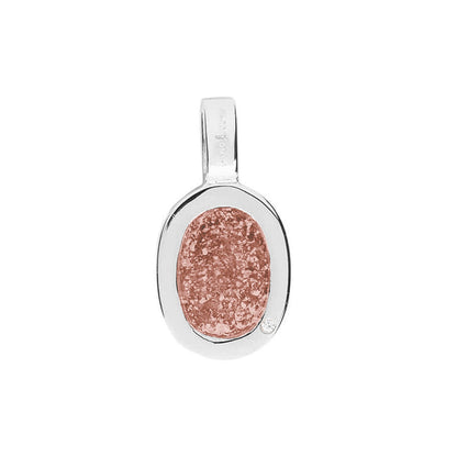 Ovale platte ashanger, gedenksieraad, waar as en haar in verwerkt wordt. Blush