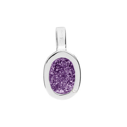 Ovale platte ashanger, gedenksieraad, waar as en haar in verwerkt wordt. Purple